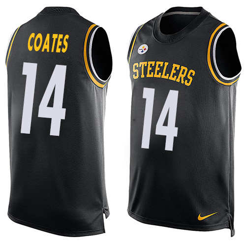 Men's Limited Sammie Coates Nike Jersey Black - #14 Player Name & Number Tank Top NFL Pittsburgh Steelers